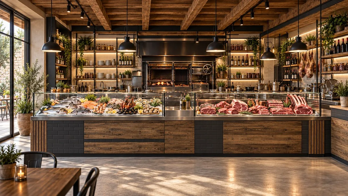 Format ristomarket con banco macelleria, pescheria e bar nello stesso spazio