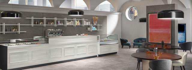 Collezione Tudor Turn-Key — ambientazione stile moderno con archi e illuminazione a sospensione