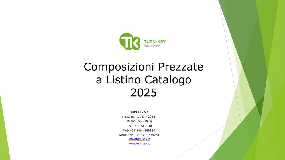 Copertina Catalogo Turn-Key 2025, composizioni prezzate